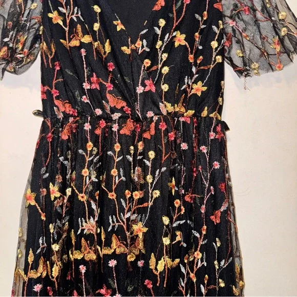 Baltic Born Floral Marsielle Black Dress With Pink, Orange, & Yellow Accents - Picture 6 of 16